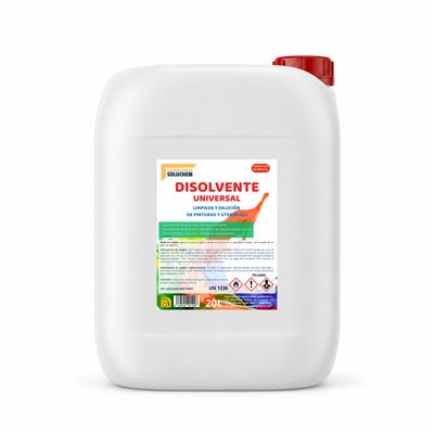 Disolvente Universal 20 L | Diluyente para Pinturas, Lacas y Barnices | Limpieza de Brochas, Rodillos y Utensilios | Desengrasante de Rápida Evaporación | Uso Profesional Disolvente Universal 20 L | Diluyente para Pinturas, Lacas y Barnices | Limpieza de Brochas, Rodillos y Utensilios | Desengrasante de Rápida Evaporación | Uso Profesional