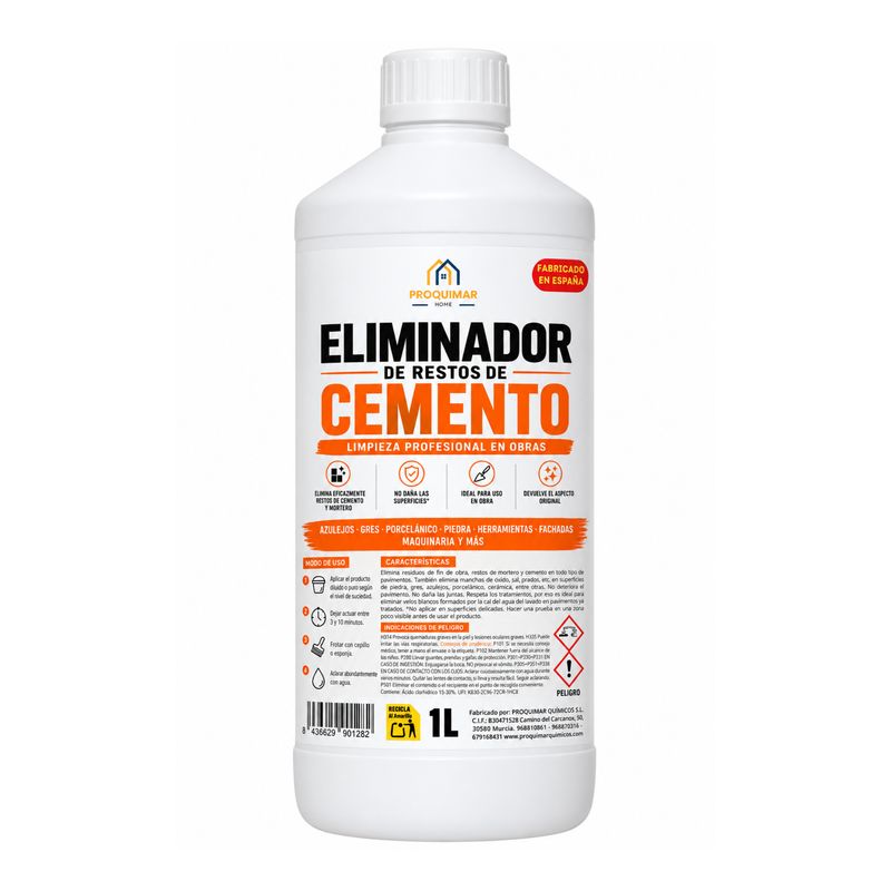 Eliminador de Restos de Cemento 1 Litro | Limpiador Fin de Obra para Mortero, Cal y Suciedad Incrustada | Para Azulejos, Gres, Porcelánico, Piedra, Fachadas y Herramientas Eliminador de Restos de Cemento 1 Litro | Limpiador Fin de Obra para Mortero, Cal y Suciedad Incrustada | Para Azulejos, Gres, Porcelánico, Piedra, Fachadas y Herramientas