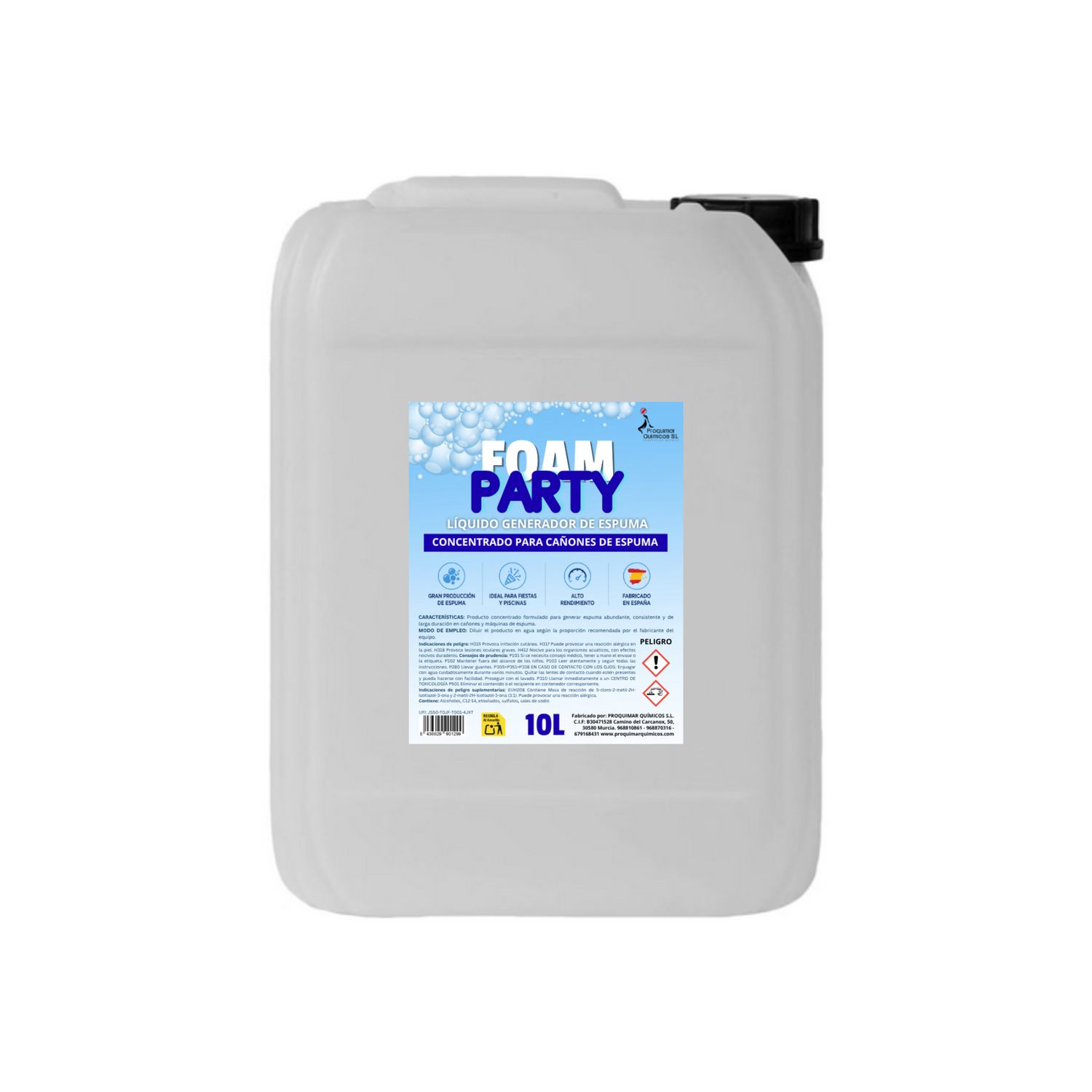 Foam Party | Espumógeno Líquido Concentrado para Cañones de Espuma 10 Litros | Alta Producción de Espuma | Fiestas de Espuma, Eventos, Discotecas, Campings y Celebraciones Foam Party | Espumógeno Líquido Concentrado para Cañones de Espuma 10 Litros | Alta Producción de Espuma | Fiestas de Espuma, Eventos, Discotecas, Campings y Celebraciones