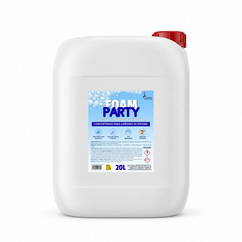 Foam Party | Espumógeno Líquido Concentrado para Cañones de Espuma 20 Litros | Alta Producción de Espuma | Fiestas de Espuma, Eventos, Discotecas, Campings y Celebraciones Foam Party | Espumógeno Líquido Concentrado para Cañones de Espuma 20 Litros | Alta Producción de Espuma | Fiestas de Espuma, Eventos, Discotecas, Campings y Celebraciones