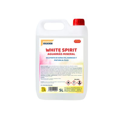 Proquimar White Spirit Aguarrás Mineral 5 Litros | Diluyente para Esmaltes, Barnices y Pintura al Óleo | Limpieza de Brochas, Pinceles y Utensilios de Pintura | Uso Profesional y Bricolaje Proquimar White Spirit Aguarrás Mineral 5 Litros | Diluyente para Esmaltes, Barnices y Pintura al Óleo | Limpieza de Brochas, Pinceles y Utensilios de Pintura | Uso Profesional y Bricolaje