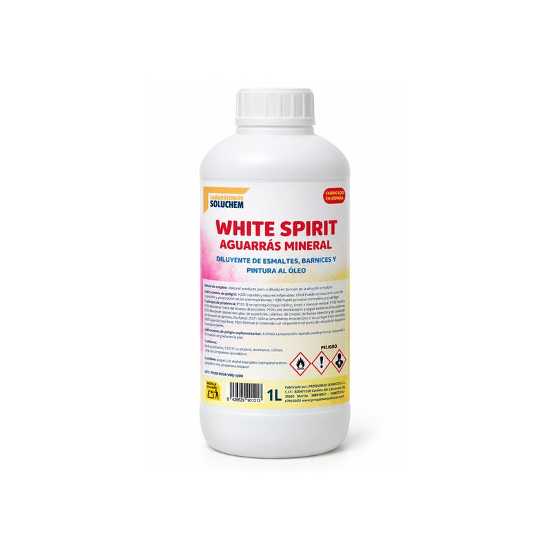 Proquimar White Spirit Aguarrás Mineral 1 Litro | Diluyente para Esmaltes, Barnices y Pintura al Óleo | Limpieza de Brochas, Pinceles y Utensilios de Pintura | Uso Profesional y Bricolaje Proquimar White Spirit Aguarrás Mineral 1 Litro | Diluyente para Esmaltes, Barnices y Pintura al Óleo | Limpieza de Brochas, Pinceles y Utensilios de Pintura | Uso Profesional y Bricolaje