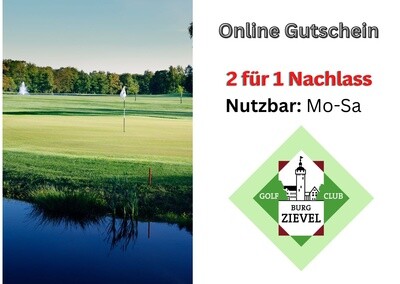 Online Gutschein 2für1 Golfclub Burg Ziegel
