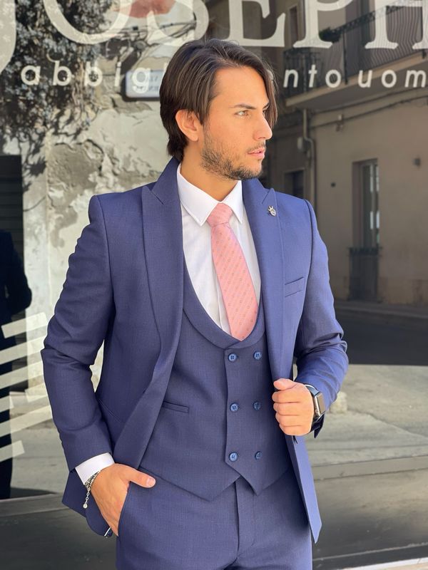 Abito 3 pezzi elasticizzato blu