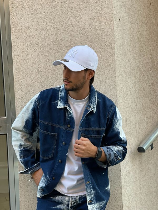 Coordinato in jeans oversize bicolore