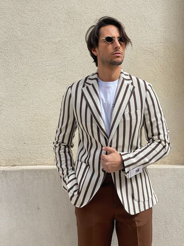 Giacca elasticizzata a righe