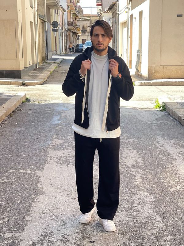 Coordinato con zip in viscosa oversize