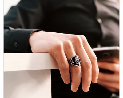 Onyx silver ring HandmadePure 925 SILVER men Ring Onyx stone wedding