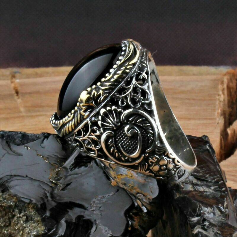 Hand Made Silver  Ring with Onyx Stone