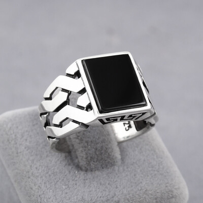 Men Ring 925 starling Silver with Onyx Stone
