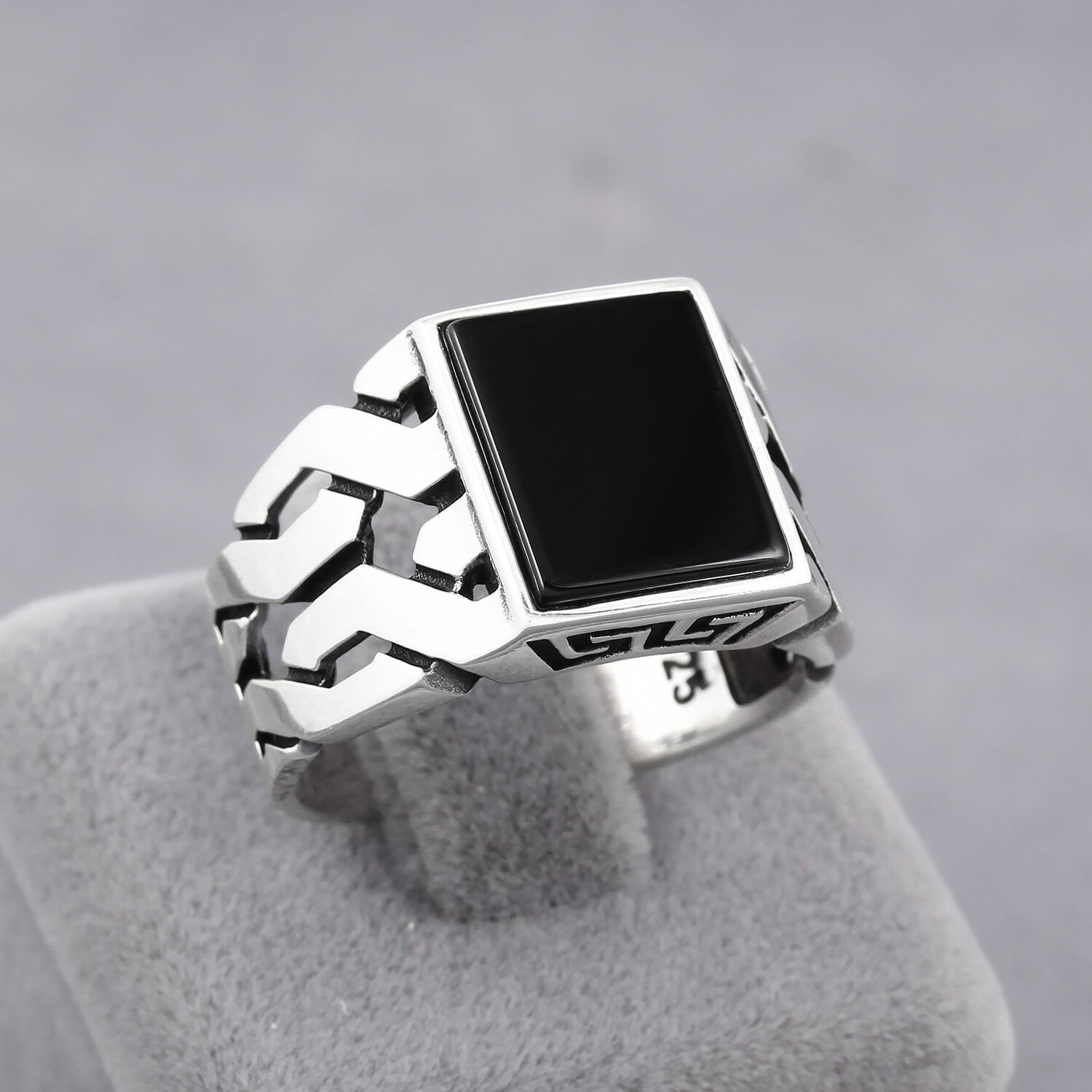 Men Ring 925 starling Silver with Onyx Stone