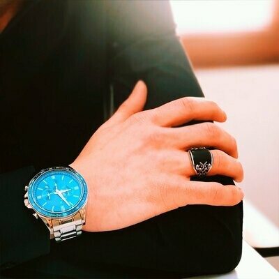 Hand Made pure 925 Silver Sterling Ring with Onyx Stone