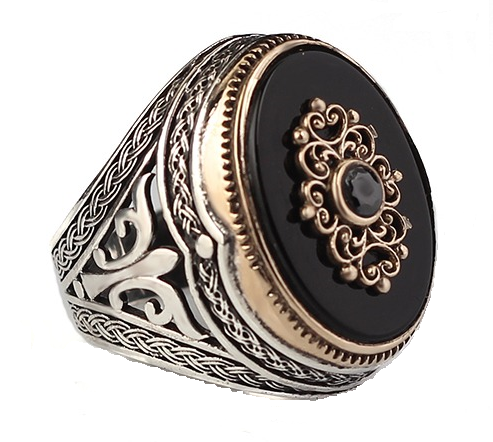 Stone Men silver ring Handmade Pure 925 SILVER Ring Onyx stone wedding