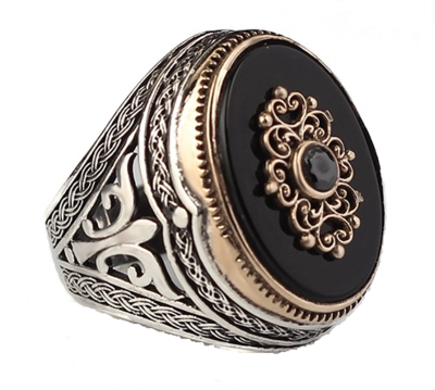 Stone Men silver ring Handmade Pure 925 SILVER Ring Onyx stone wedding