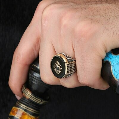 Pure 925 Silver Sterling Ring with Onyx Stone
