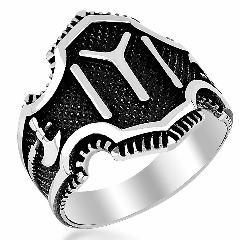 Hand Made pure 925 Silver Sterling Ring IYI tribe Ertugrul thumb