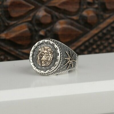 Hand Made pure 925 Silver Sterling Ring Lion head