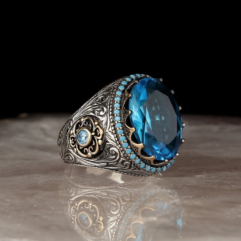 Hand Made Silver with Blue Crystal Zone