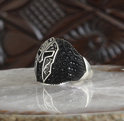 Hand Made pure 925 Silver Sterling Ring Face Shield Mask