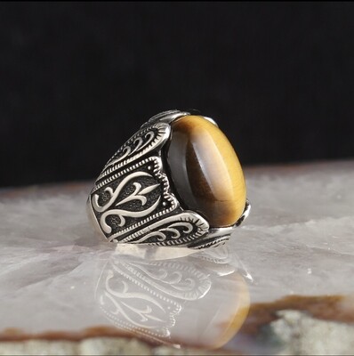 Silver Ring with Tiger eye Stone