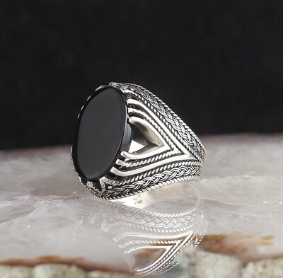 925 Silver Sterling Ring with Onyx Stone