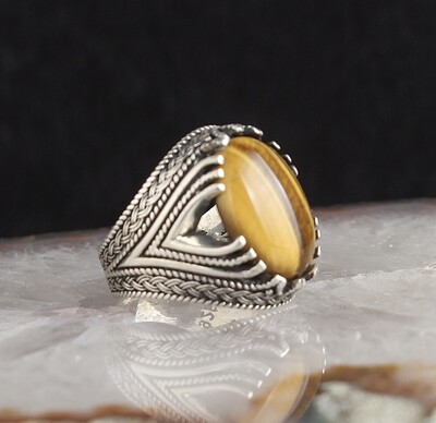 Silver Ring with Tiger eye Stone