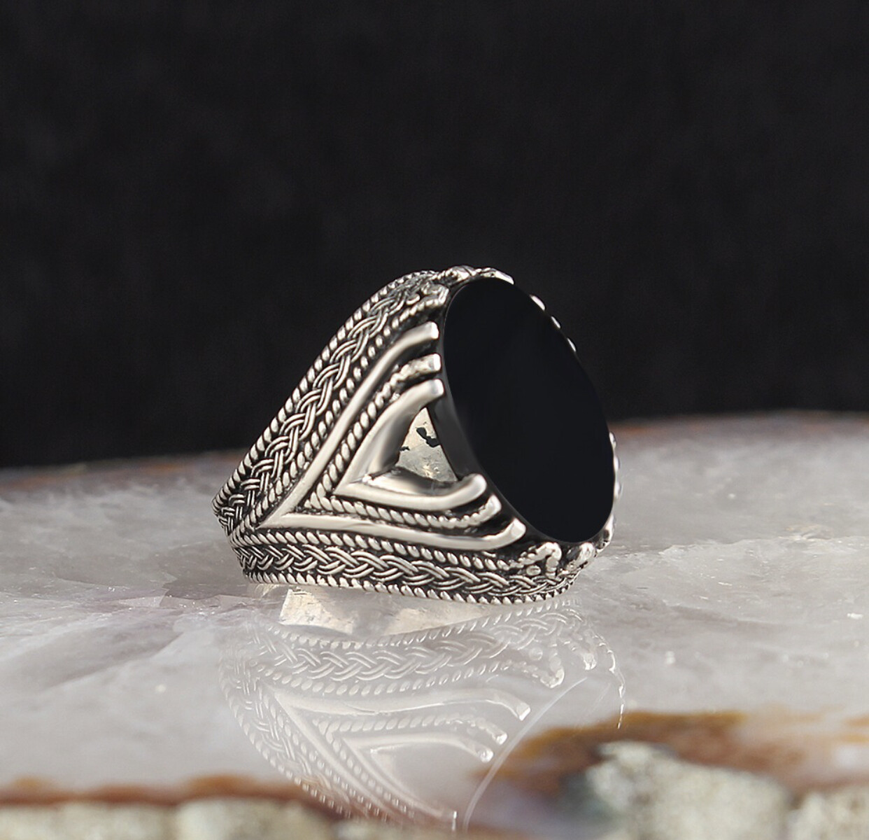 925 Silver Sterling Ring with Black Onyx Stone