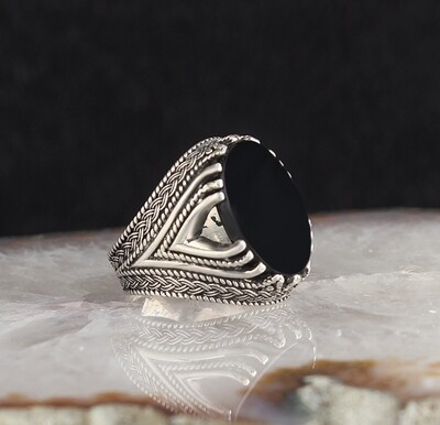 925 Silver Sterling Ring with Black Onyx Stone