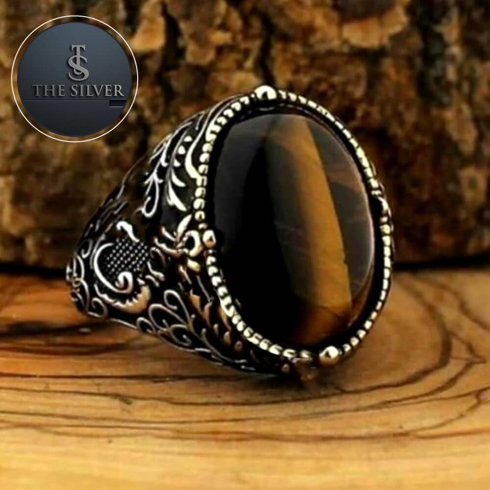 Silver  Ring with Tiger eye Stone