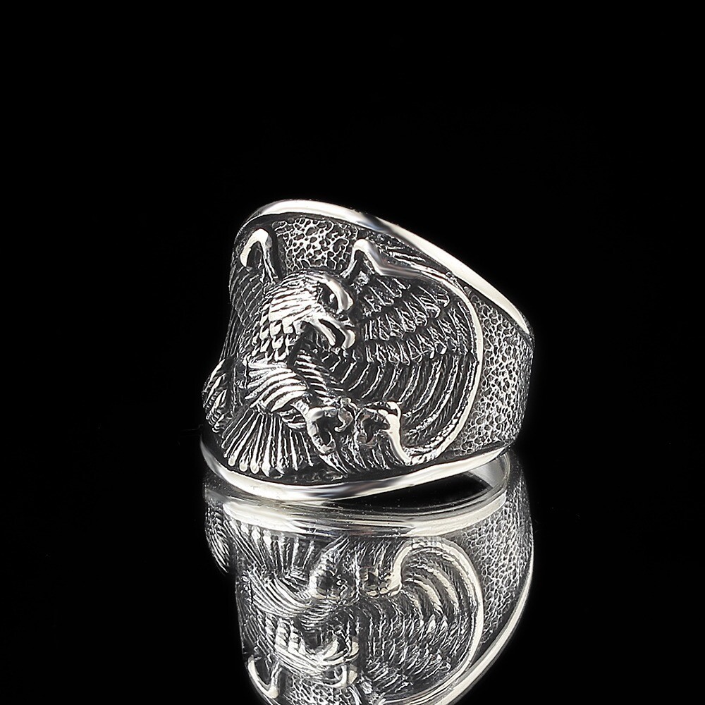 Hand Made pure 925 Silver Sterling Ring Eagle Head