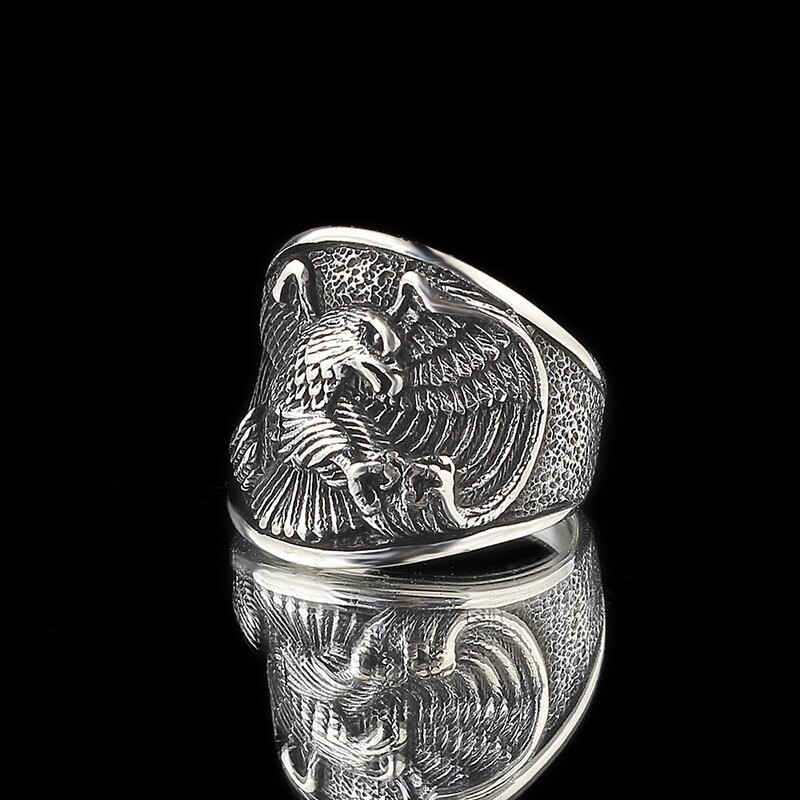 Hand Made pure 925 Silver Sterling Ring Eagle Head