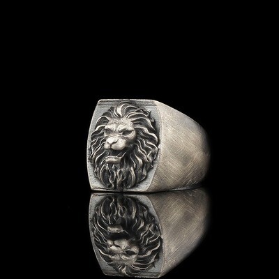 Hand Made pure 925 Silver Sterling Ring Lion head