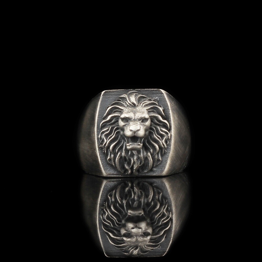 Hand Made pure 925 Silver Sterling Ring Lion head