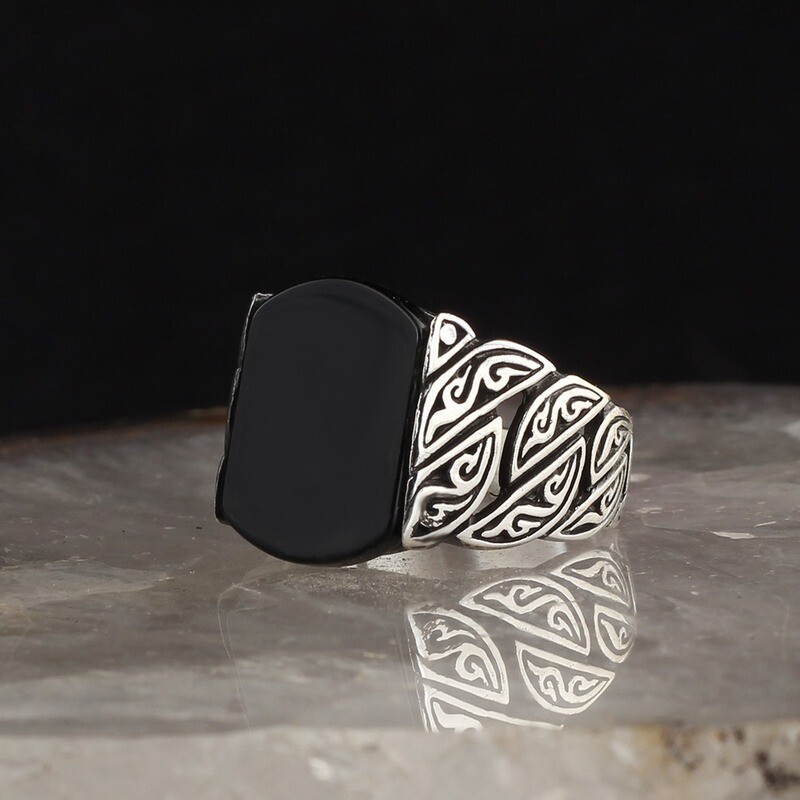 Hand Made 925 Silver Sterling Ring with Onyx Stone all sizes available
