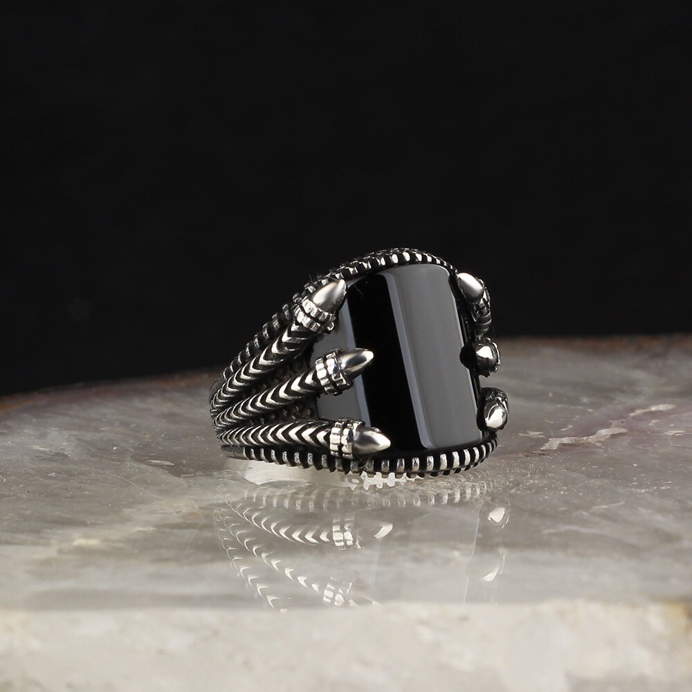 Hand Made 925 Silver Sterling Ring with Onyx Stone all sizes available