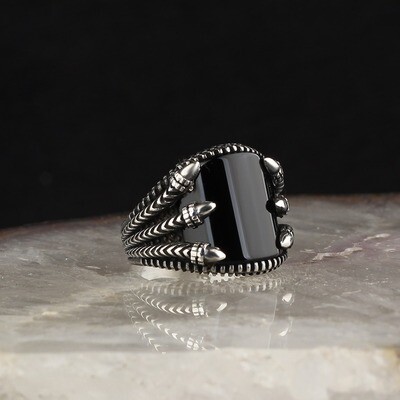 Hand Made 925 Silver Sterling Ring with Onyx Stone all sizes available