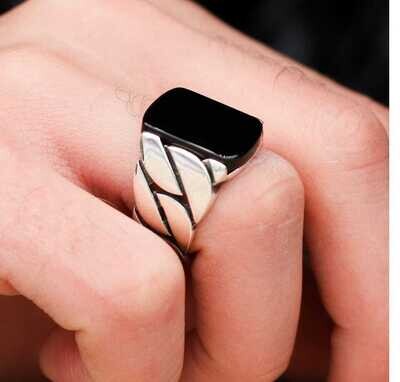 Hand Made 925 Silver Sterling Ring with Onyx Stone all sizes available