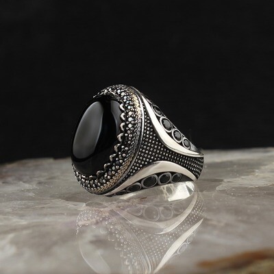 Hand Made 925 Silver Sterling Ring with Onyx Stone all sizes available
