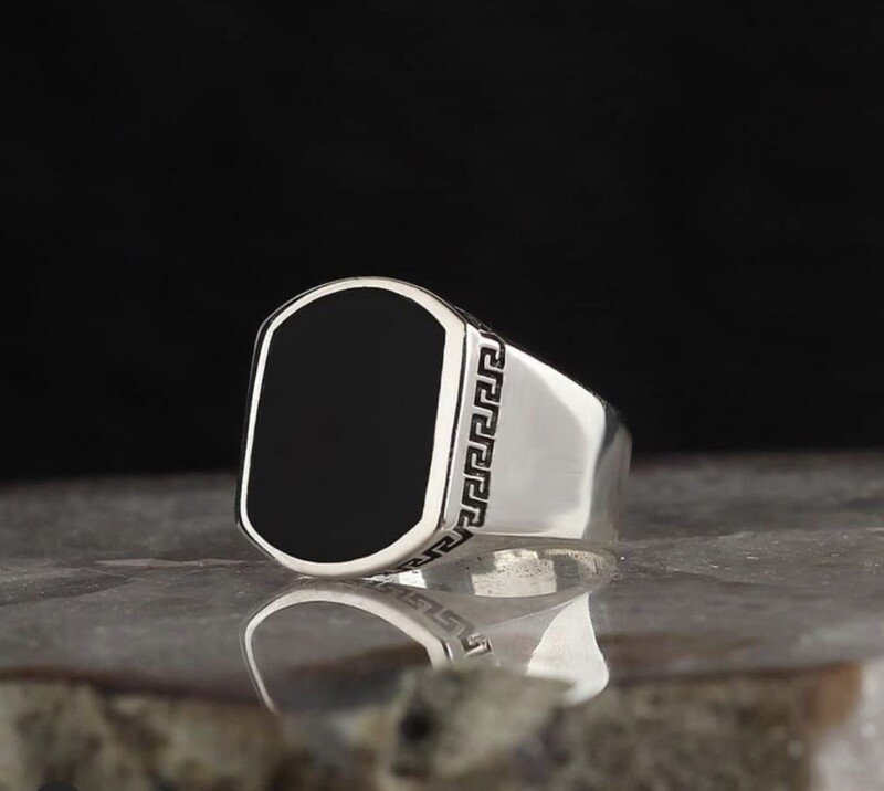 Hand Made 925 Silver Sterling Ring with Onyx Stone all sizes available