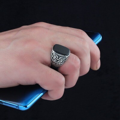 Wedding Hand Made 925 Silver Sterling Ring with Onyx Stone all sizes available