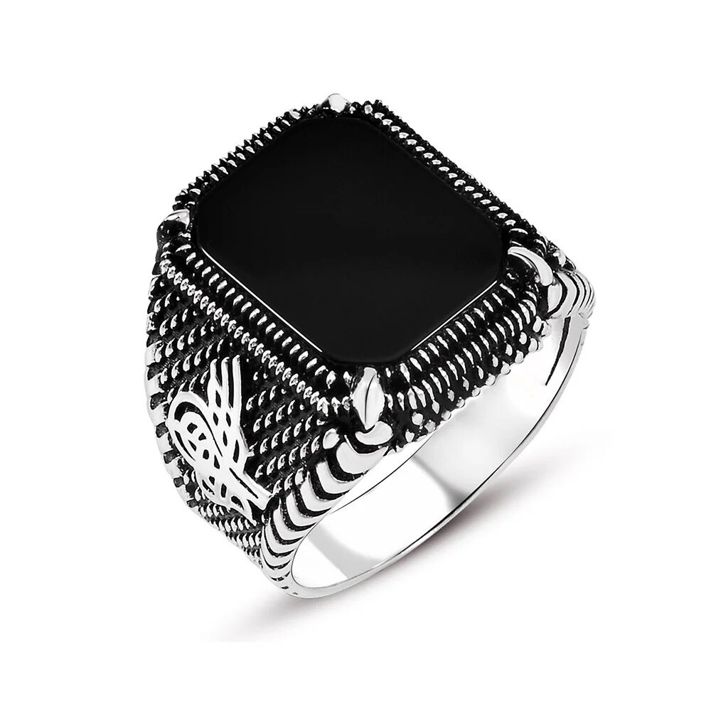 Hand Made 925 Silver Sterling Ring with Onyx Stone all sizes available