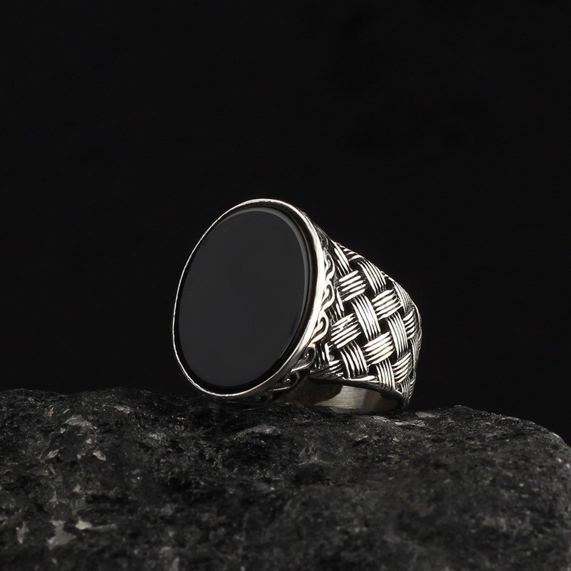 Hand Made 925 Silver Sterling Ring with Onyx Stone all sizes available