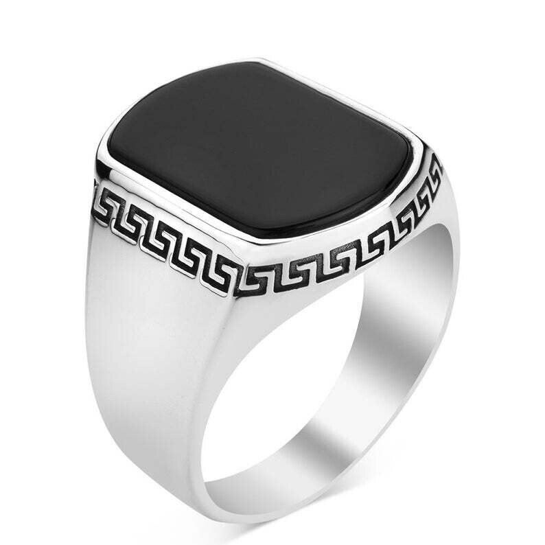 Handmade Onyx silver ring Pure 925 SILVER men Ring Onyx stone