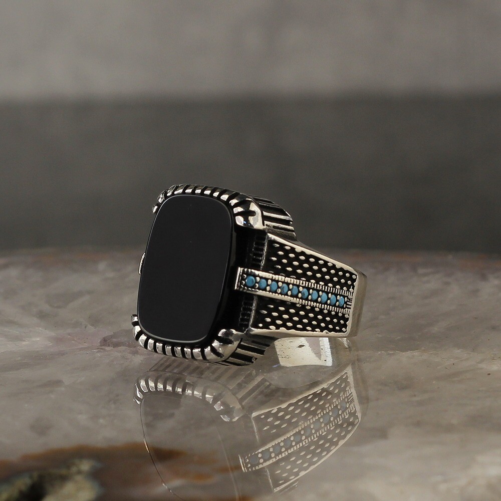 Hand Made 925 Silver Sterling Ring with Onyx Stone all sizes available