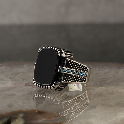 Hand Made 925 Silver Sterling Ring with Onyx Stone all sizes available