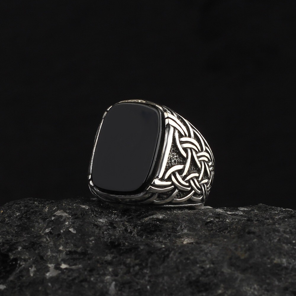 Hand Made 925 Silver Sterling Ring with Onyx Stone all sizes available