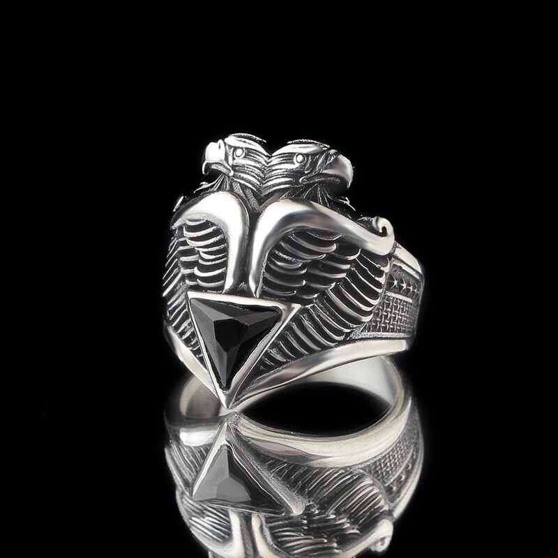 Double eagle head Hand Made pure 925 Sterling Silver Ring All sizes available