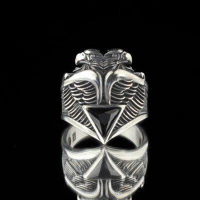 Double eagle head Hand Made pure 925 Sterling Silver Ring All sizes available