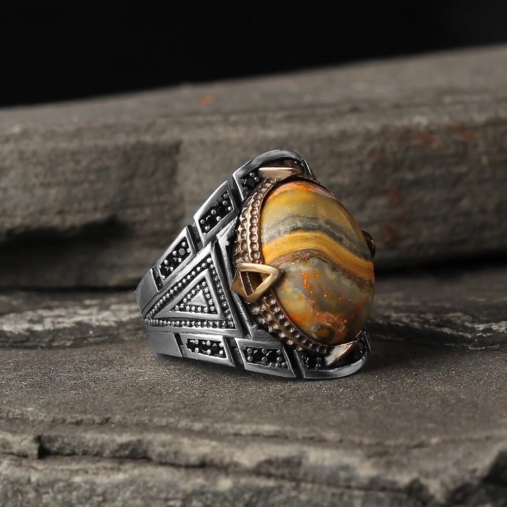 Silver Sterling Ring with Bumble bee Gemstone