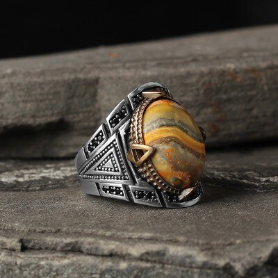 Silver Sterling Ring with Bumble bee Gemstone